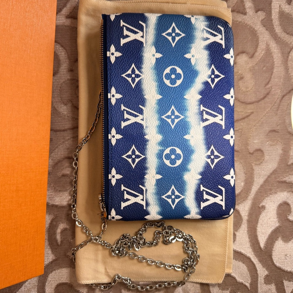 Louis Vuitton Escale Blue Tiedye Double Zip Pochette Crossbody Bag - Picture 4 of 16